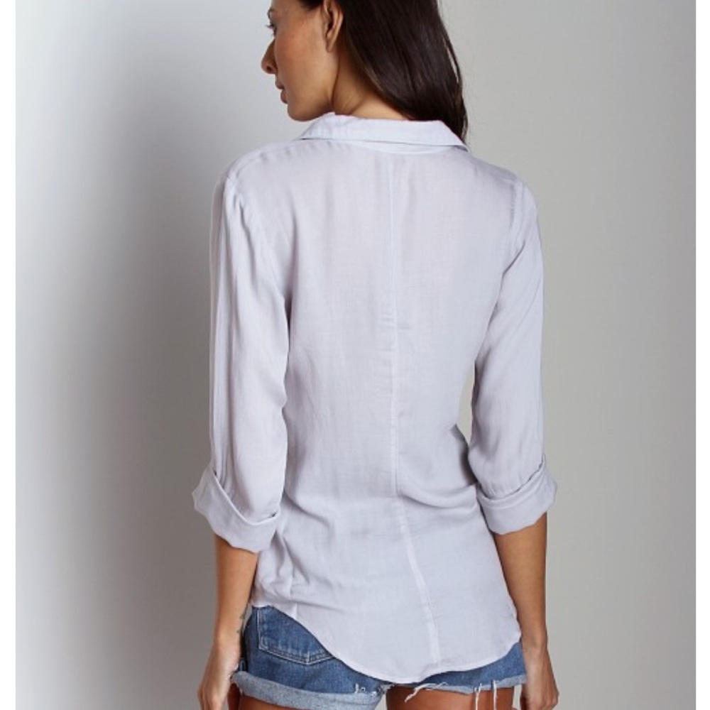 Anthropologie Bella Dahl Green LongSleeve Button Up Blouse size Large - Picture 5 of 7